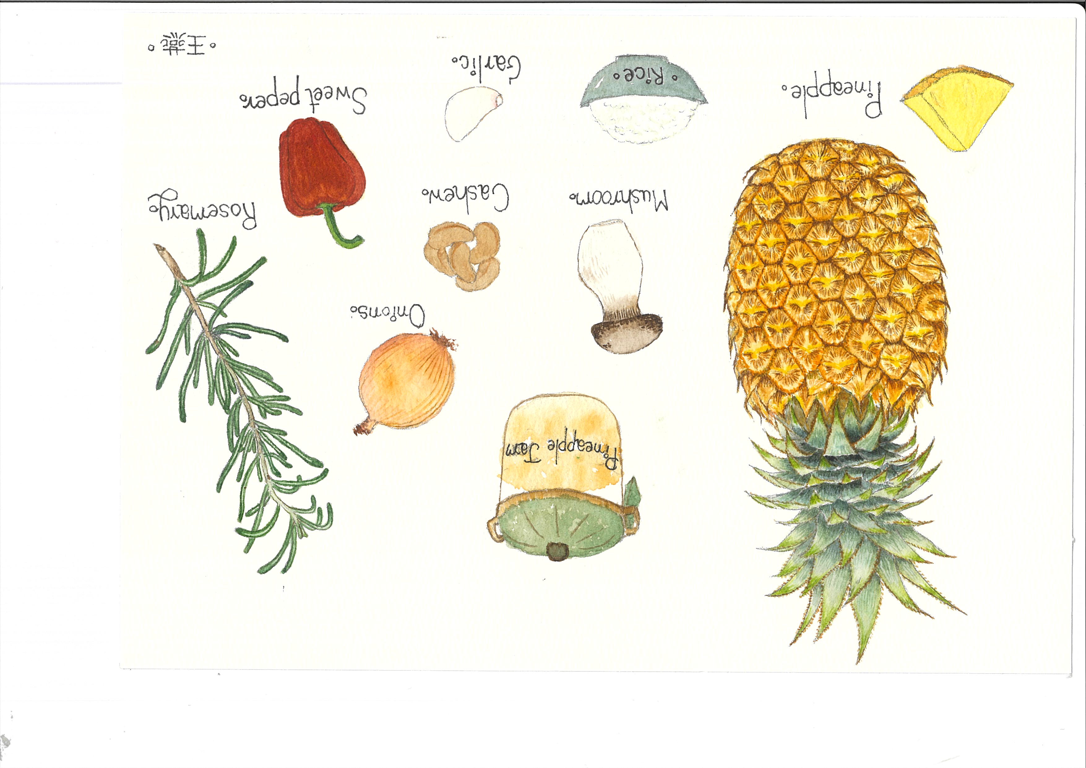 兩位太太的香料餐桌插畫