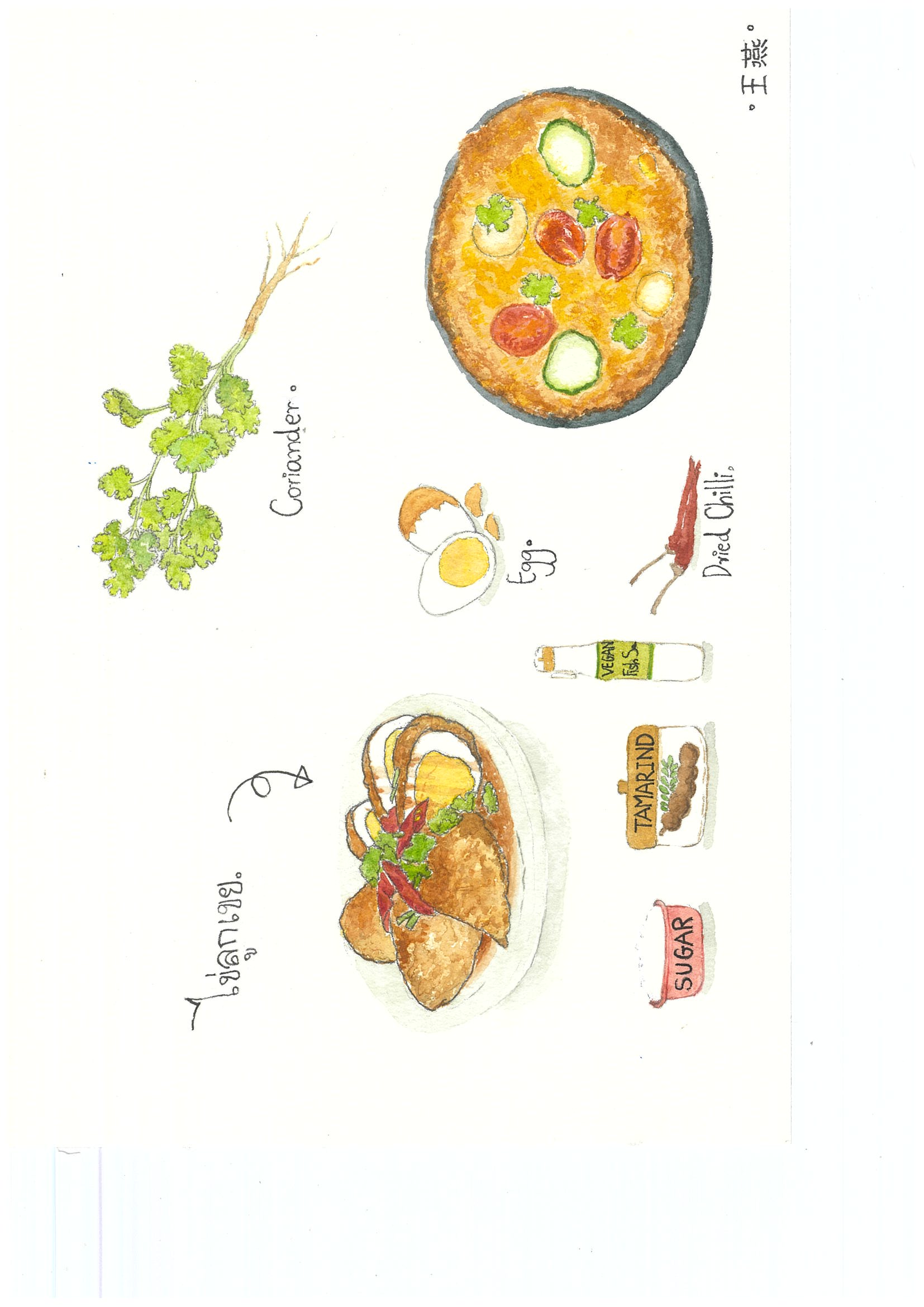 兩位太太的香料餐桌插畫